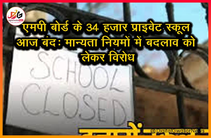 एमपी बोर्ड के 34 हजार प्राइवेट स्कूल आज बंद: मान्यता नियमों में बदलाव को लेकर विरोध